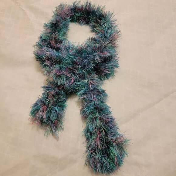 Winter Neck Scarf Teal Pink Fluffy Winter Cozy Warm Long OS One Size - Picture 1 of 7